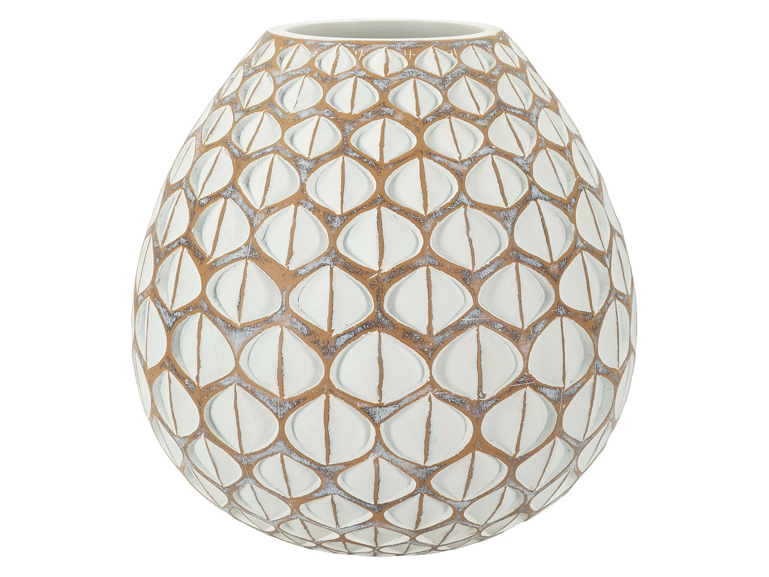 Vase Bareti, Couleur Structure Blanc, Beige, Diamètre 10,5 cm, Nuance de Couleur Crème