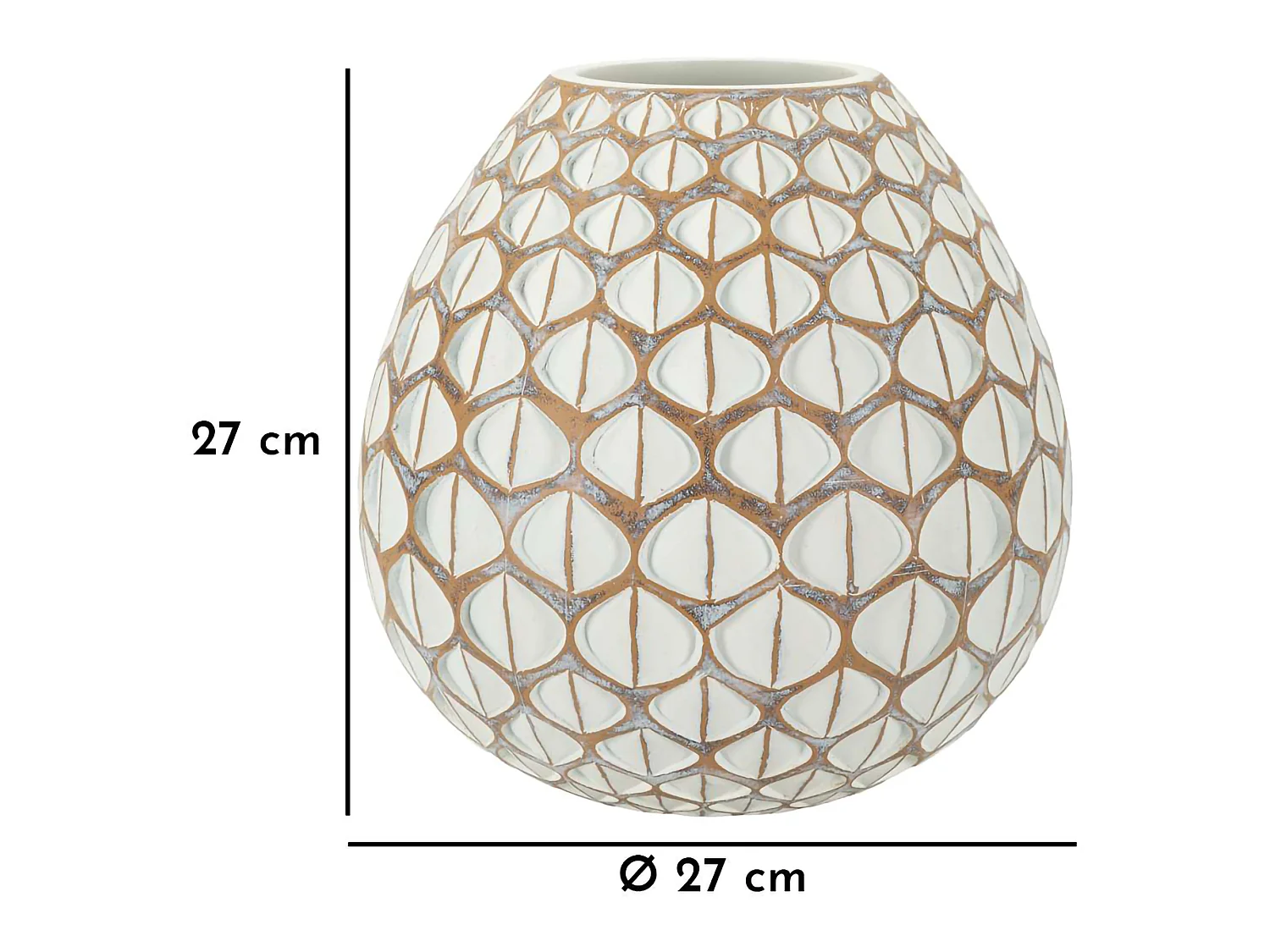 Vase Bareti, Couleur Structure Blanc, Beige, Diamètre 10,5 cm, Nuance de Couleur Crème