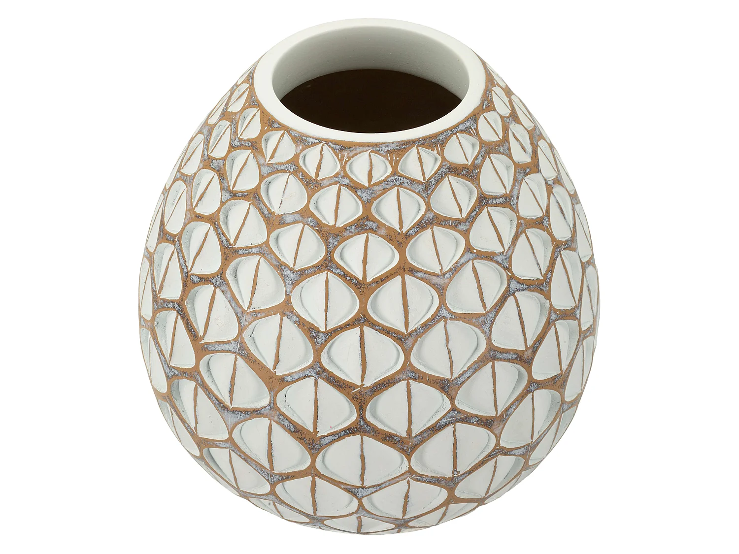 Vase Bareti, Couleur Structure Blanc, Beige, Diamètre 10,5 cm, Nuance de Couleur Crème
