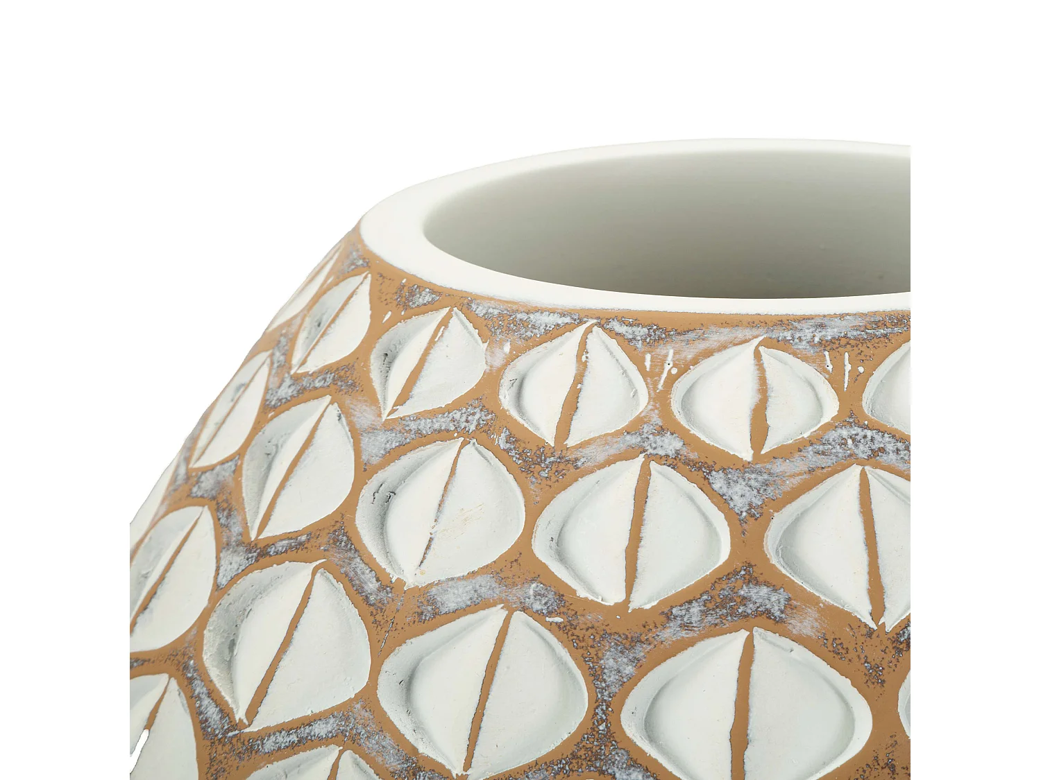 Vase Bareti, Couleur Structure Blanc, Beige, Diamètre 10,5 cm, Nuance de Couleur Crème
