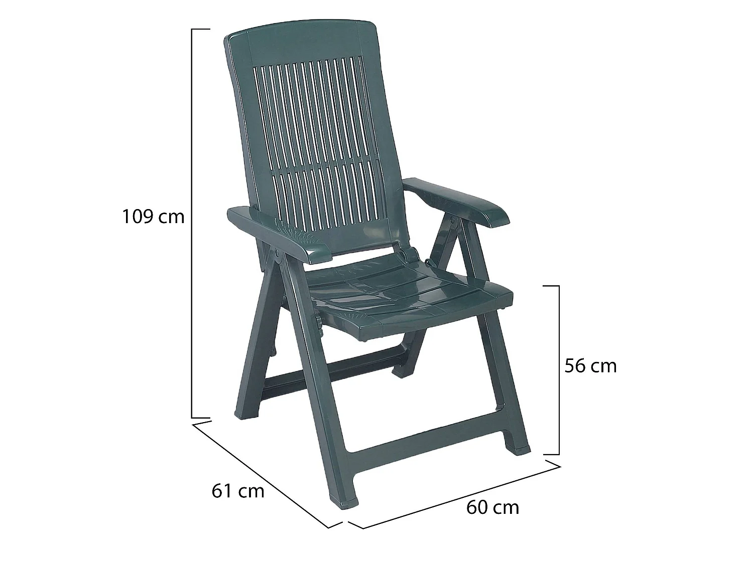 Sedia da Esterno Dozier, una Sedia Made in Italy, Verde, Schienale Reclinabile, Multiposizione