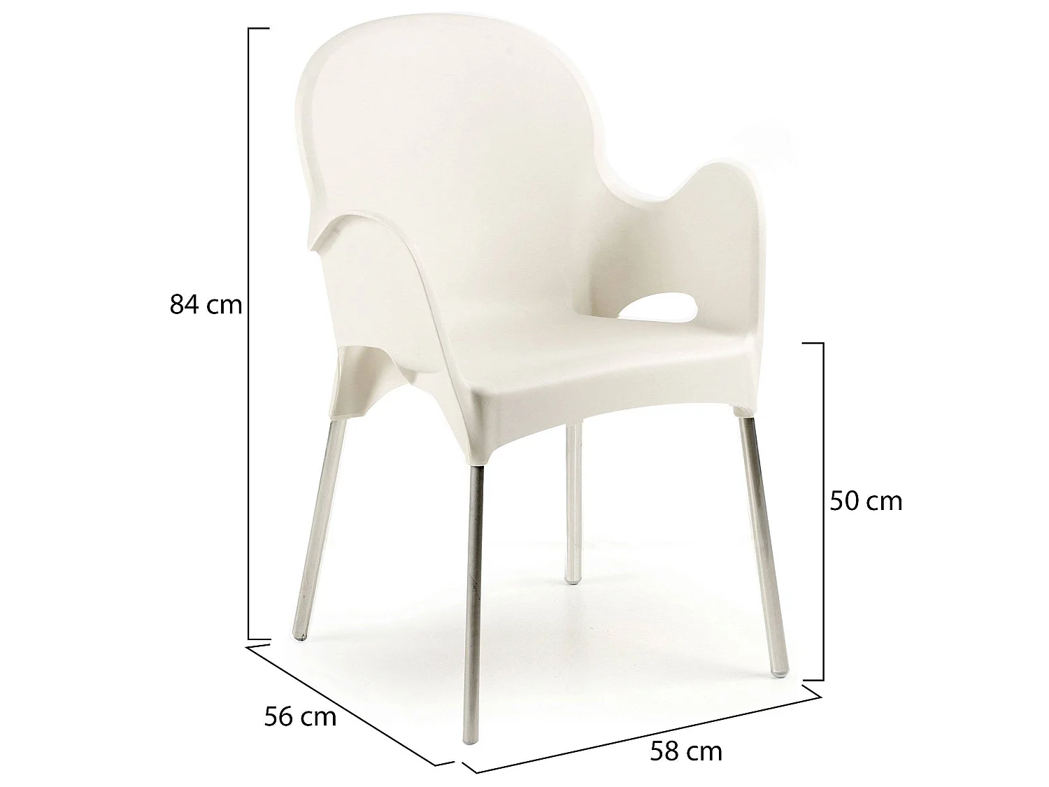 Sedia da Esterno Vashti, una Sedia Made in Italy, Beige, Impilabile, Finitura Liscia
