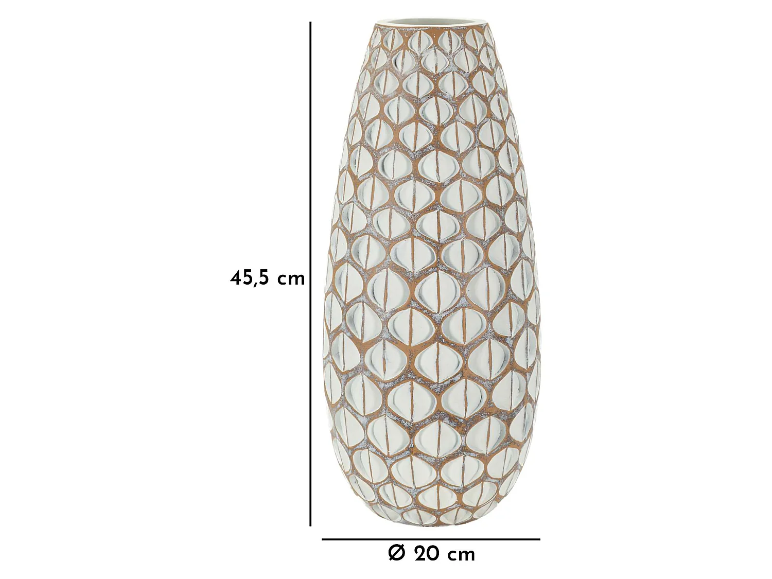 Vase Barati, Couleur Structure Blanc, Beige, Diamètre 8 cm, Nuance Couleur Structure Crème