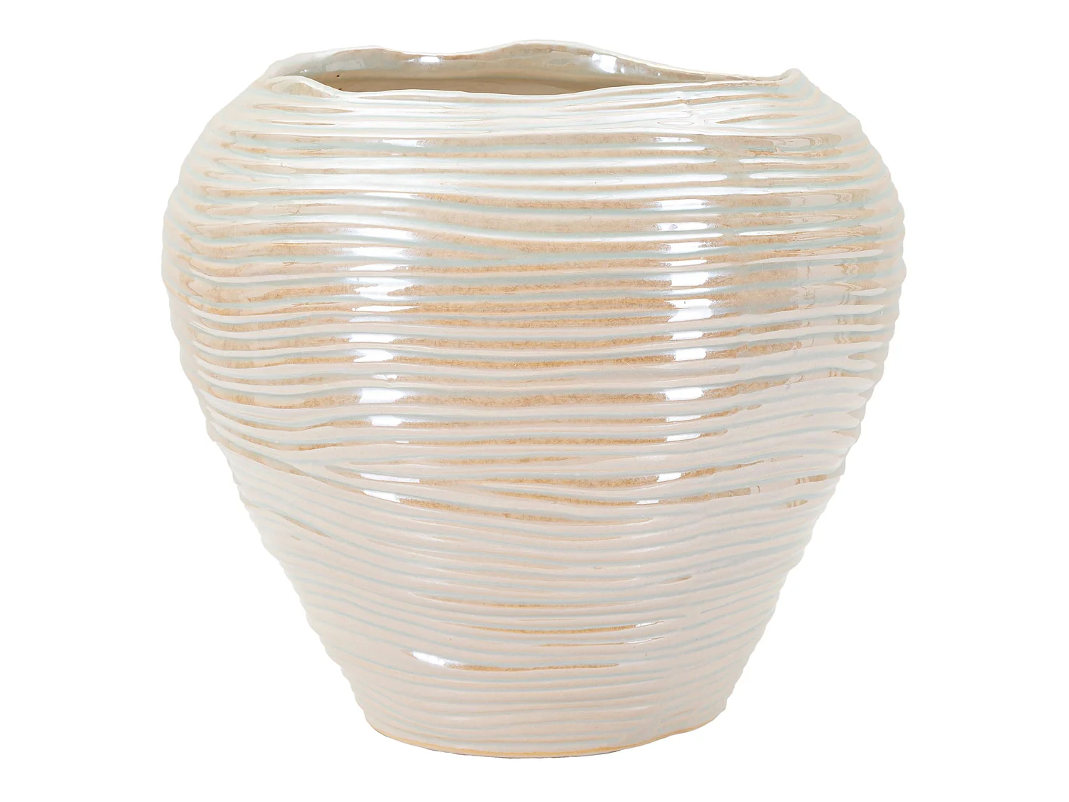 Vase Bato, Finition Effet Matériau, Rose, Structure Blanche, Nuance Crème