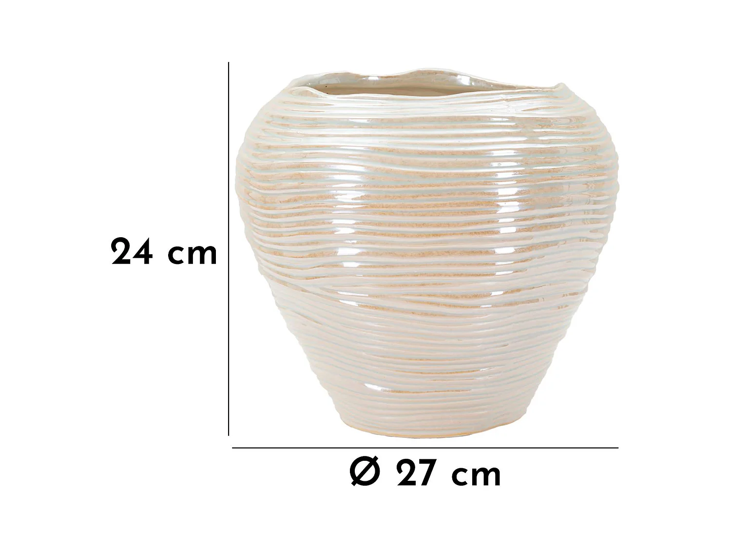 Vase Bato, Finition Effet Matériau, Rose, Structure Blanche, Nuance Crème