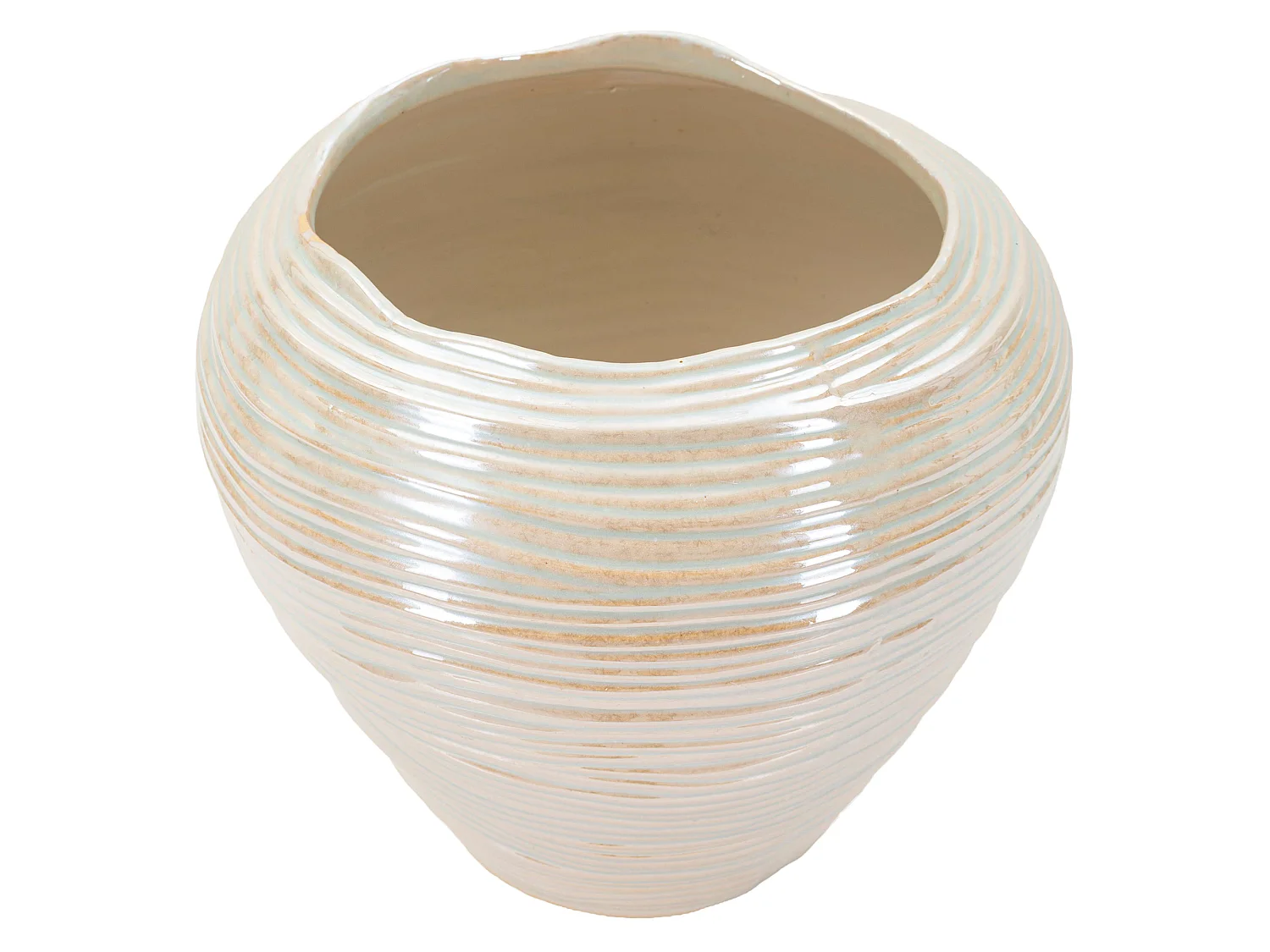 Vase Bato, Finition Effet Matériau, Rose, Structure Blanche, Nuance Crème