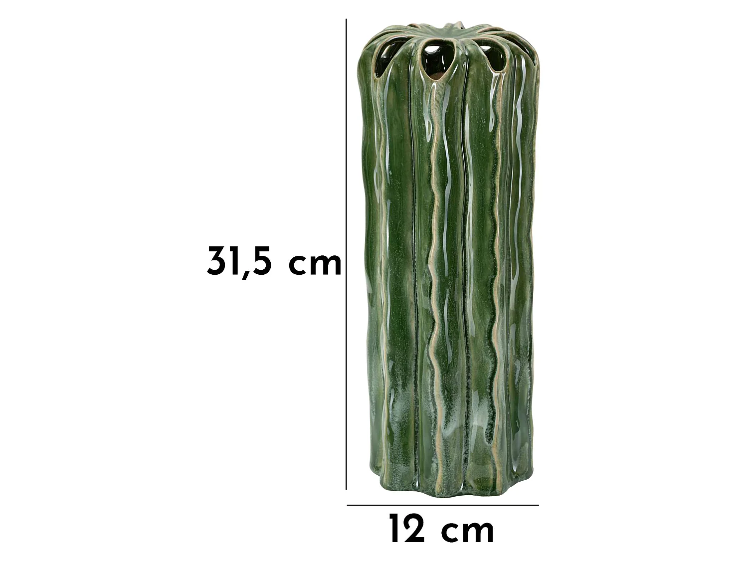 Vaso Baseva, Disegno con Cactus, Verde,