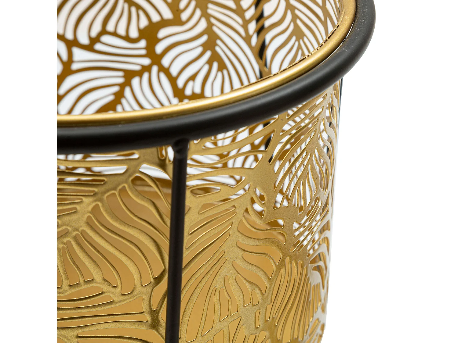 Vaso Ilul, set 2 Vasi, Portavasi Rimovibili, oro, Colore Struttura Nero, Diametro Vaso Grande: 20, Vaso Piccolo: 18 cm
