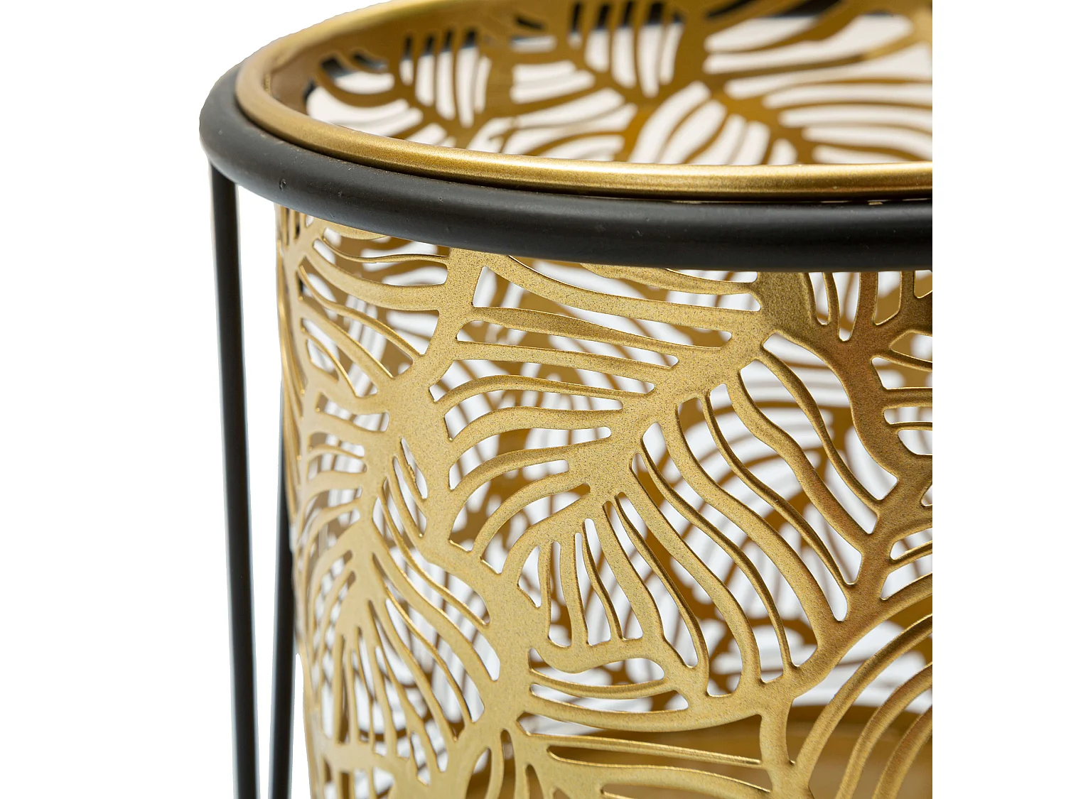 Vaso Ilul, set 2 Vasi, Portavasi Rimovibili, oro, Colore Struttura Nero, Diametro Vaso Grande: 20, Vaso Piccolo: 18 cm