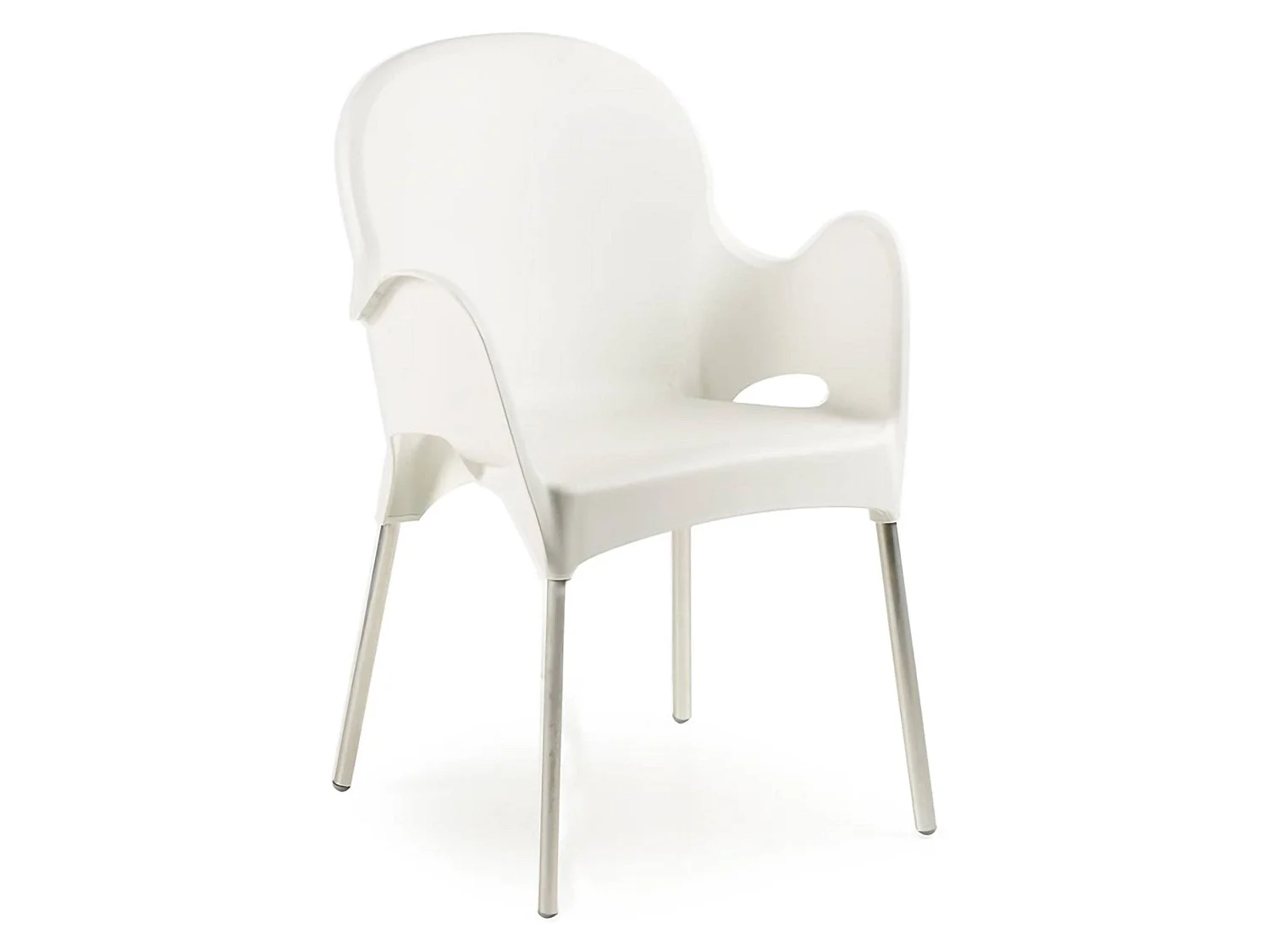 Sedia da Esterno Vashti, una Sedia Made in Italy, Bianco, Impilabile, Finitura Liscia