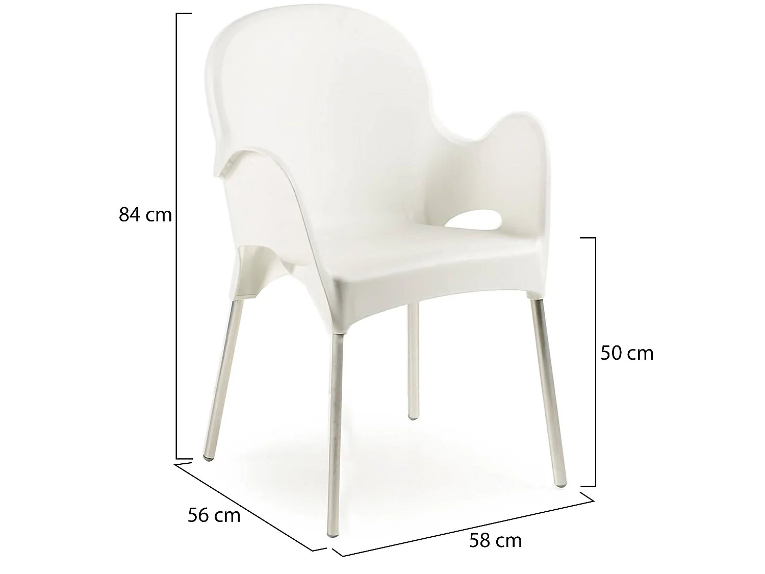 Sedia da Esterno Vashti, una Sedia Made in Italy, Bianco, Impilabile, Finitura Liscia