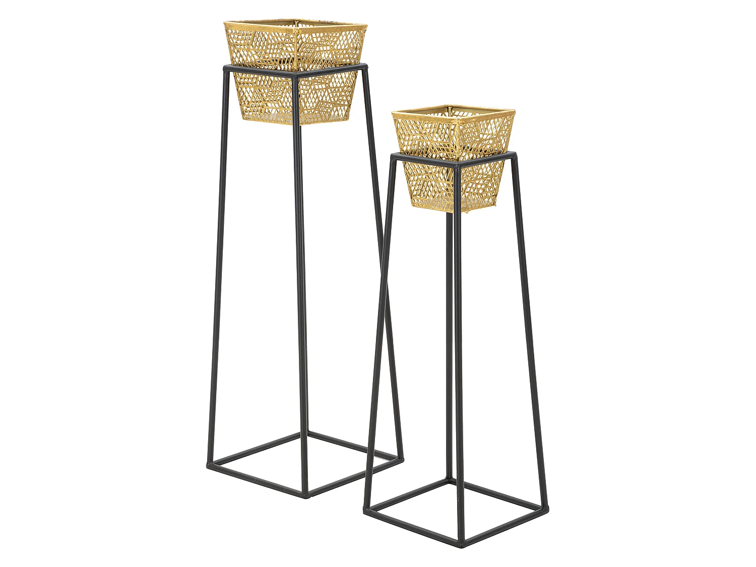 Vaso Samara, set 2 Vasi, Portavasi Rimovibili, oro, Colore Struttura Nero, Diametro Vaso Grande: 16, Vaso Piccolo: 13 cm