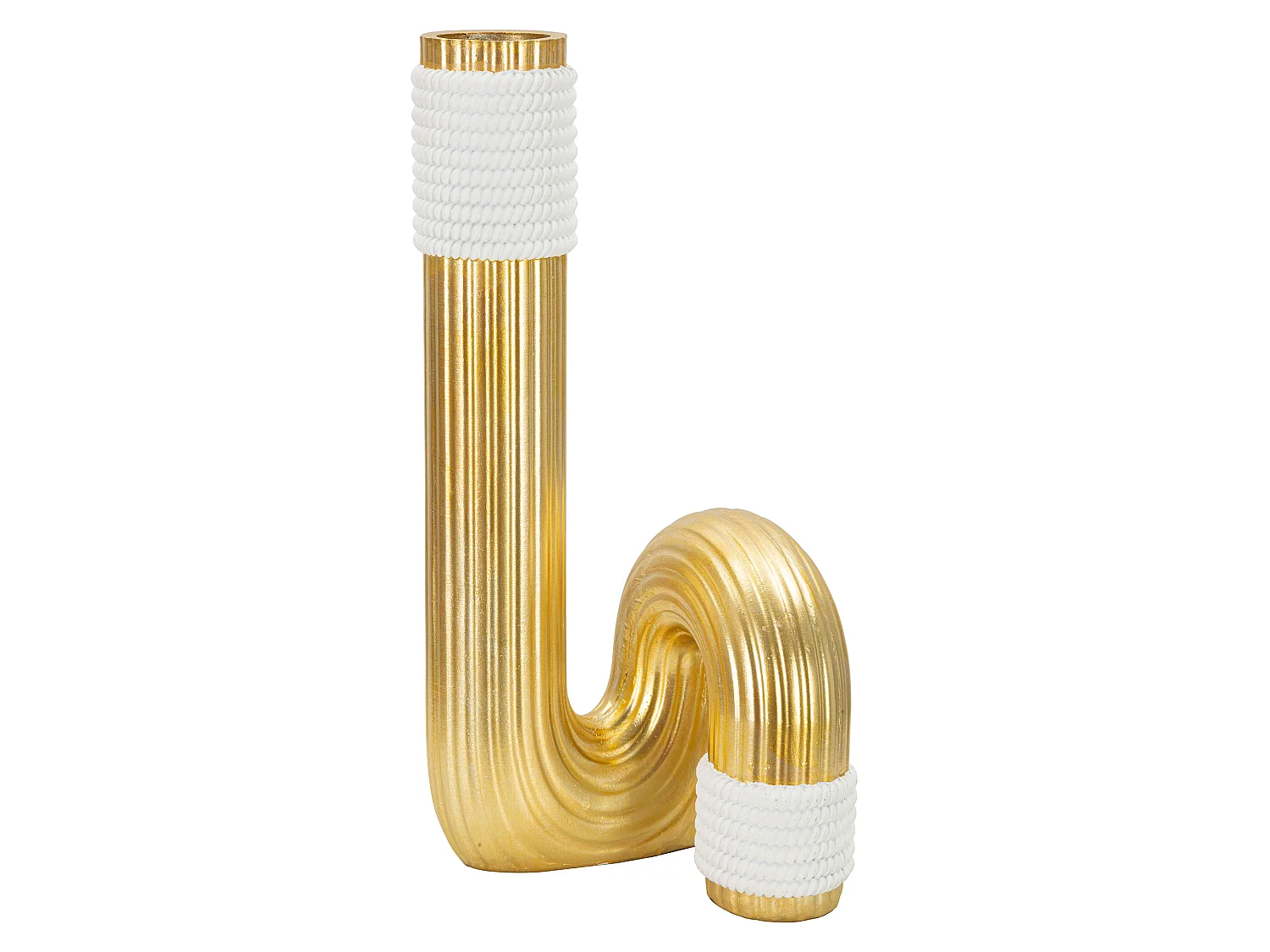 Vase Elide, Structure dorée, Blanc,