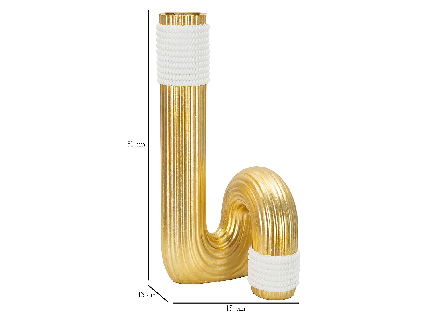 Vase Elide, Structure dorée, Blanc,