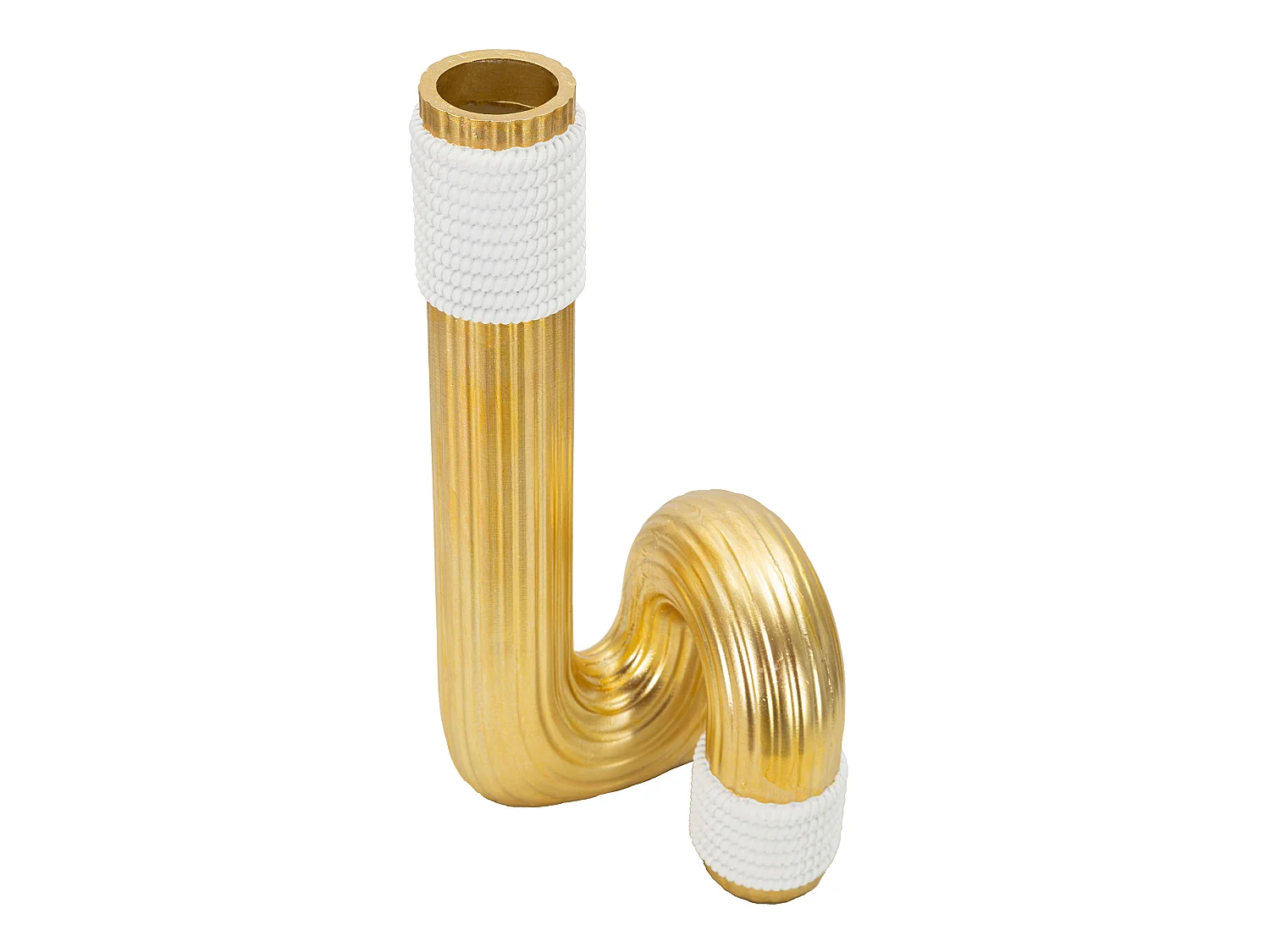Vase Elide, Structure dorée, Blanc,