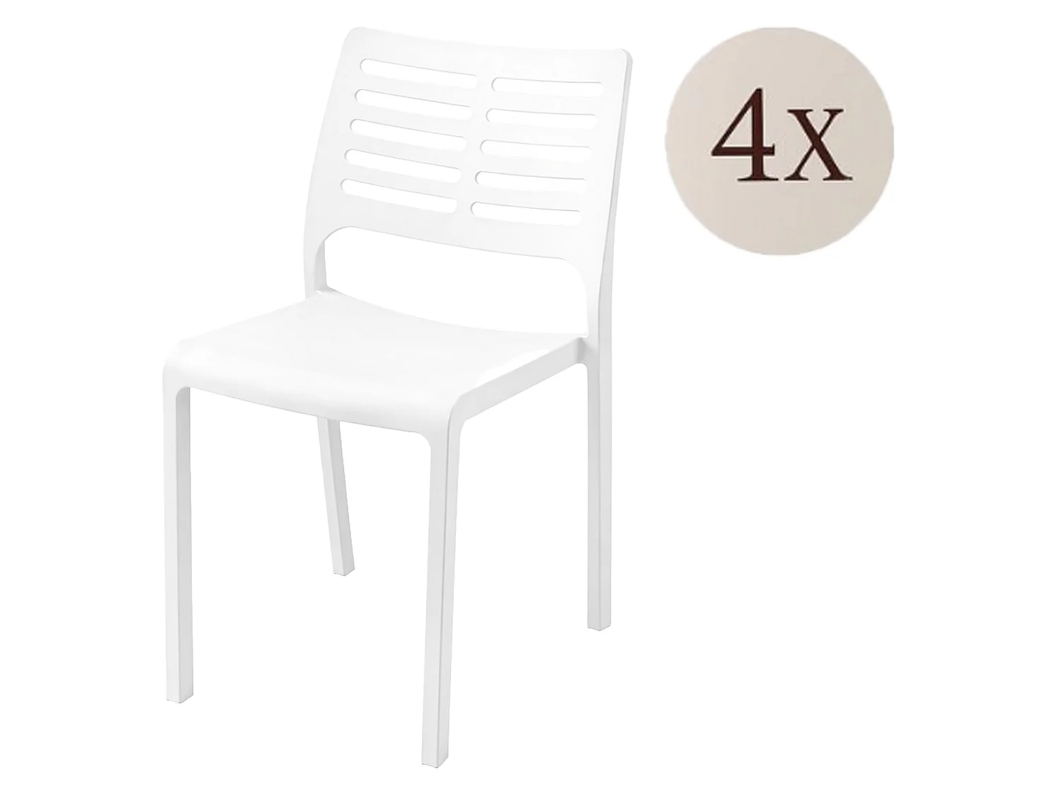 Sedia da Esterno Canoe, 4 Sedie Made in Italy, Bianco, Impilabile, Finitura a Righe