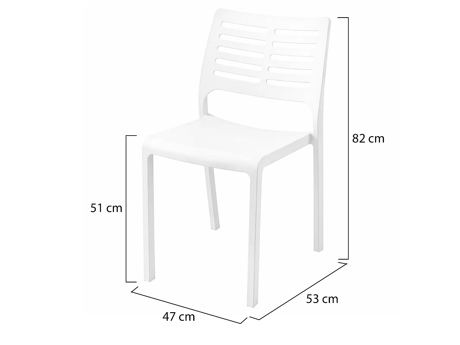 Sedia da Esterno Canoe, 4 Sedie Made in Italy, Bianco, Impilabile, Finitura a Righe