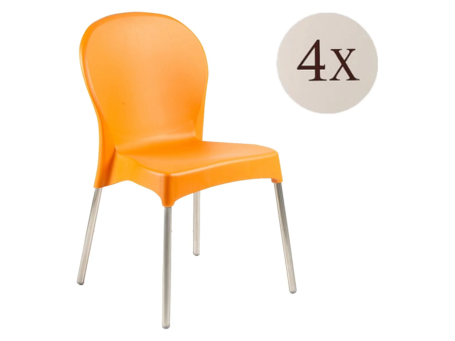 Sedia da Esterno Eclectic, 4 Sedie Made in Italy, Arancione, Impilabile, Finitura Liscia