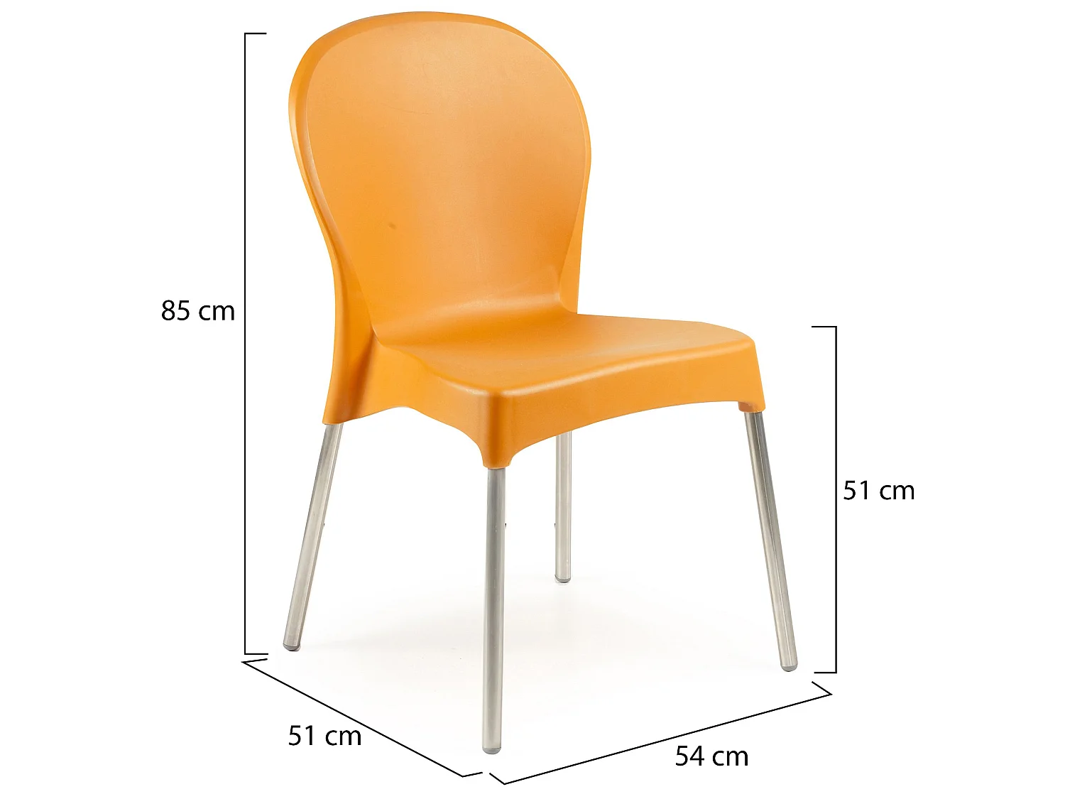 Sedia da Esterno Eclectic, 4 Sedie Made in Italy, Arancione, Impilabile, Finitura Liscia