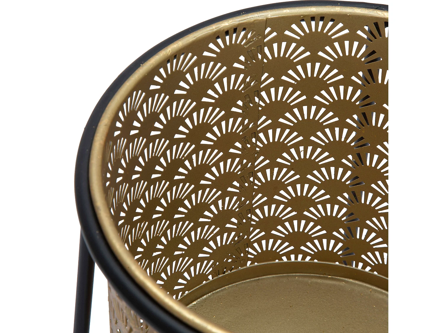 Vaso Tikal, set 2 Vasi, Portavasi Rimovibili, oro, Colore Struttura Nero, Diametro Vaso Grande: 22, Vaso Piccolo: 20 cm
