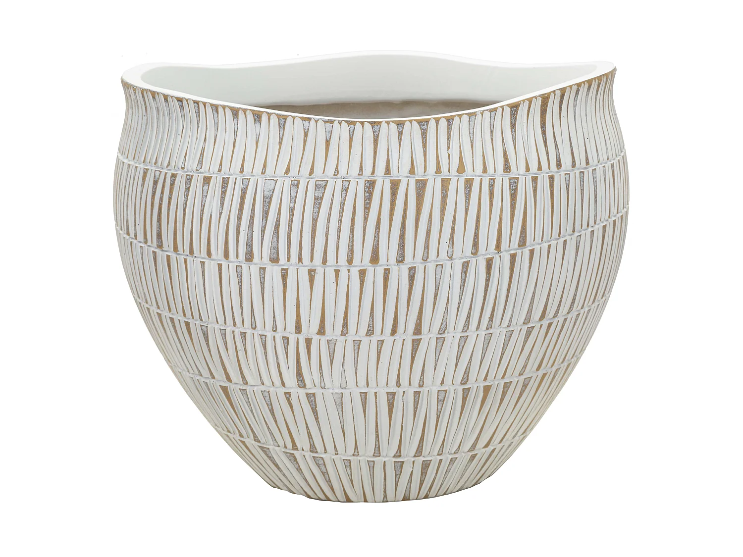 Vase Celso, Couleur Structure Beige, Blanc, Diamètre 26,5 cm