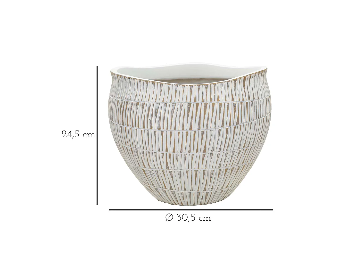 Vase Celso, Couleur Structure Beige, Blanc, Diamètre 26,5 cm