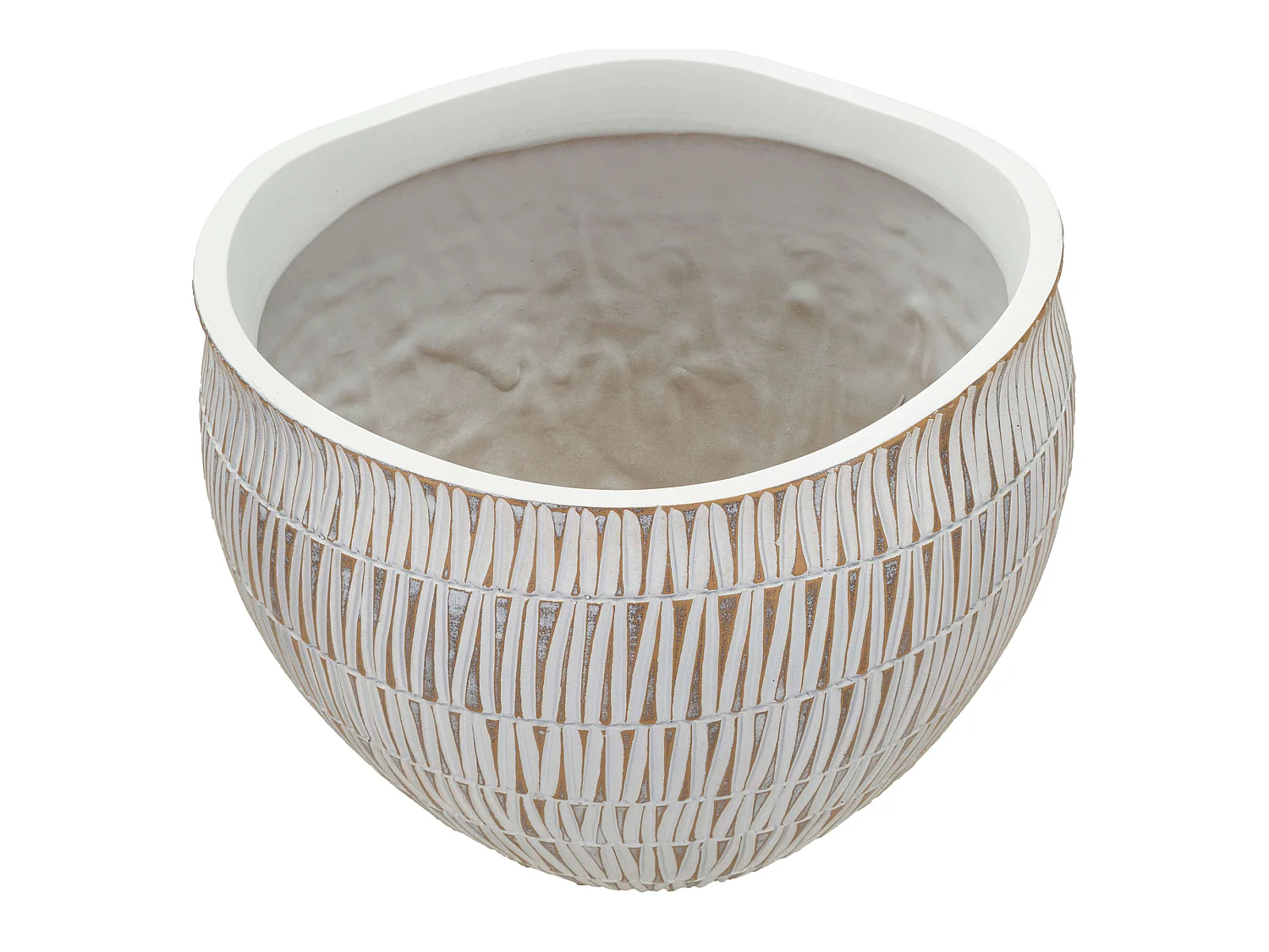 Vase Celso, Couleur Structure Beige, Blanc, Diamètre 26,5 cm