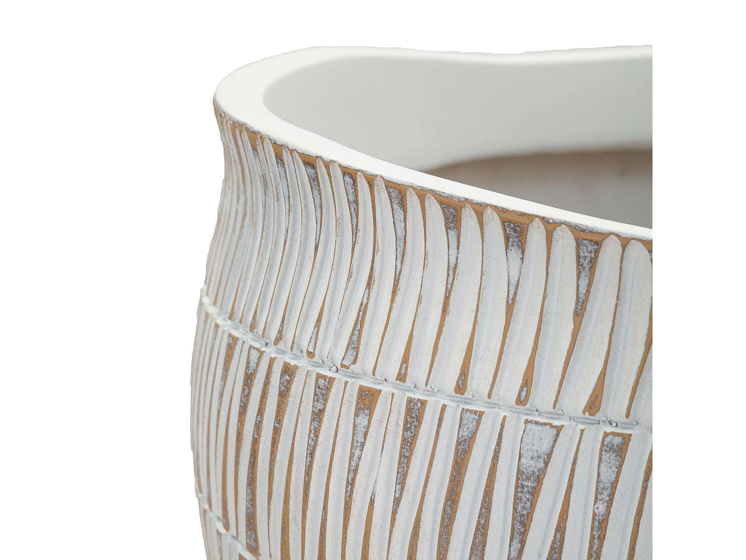 Vase Celso, Couleur Structure Beige, Blanc, Diamètre 26,5 cm