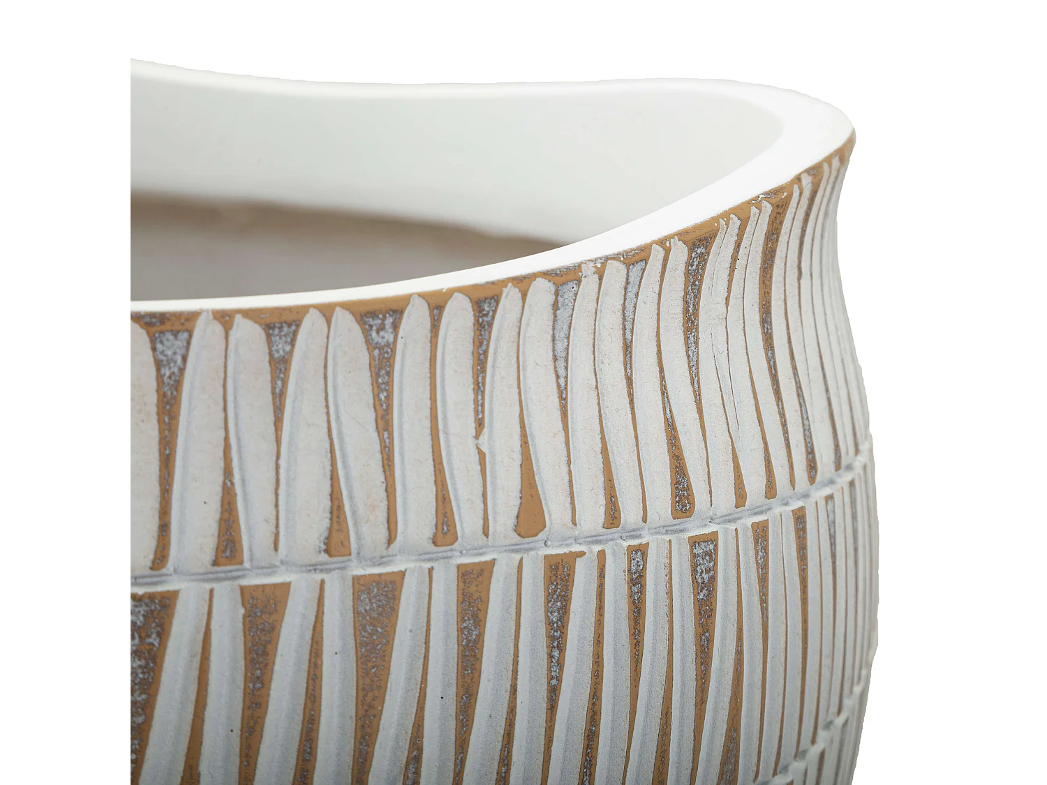 Vase Celso, Couleur Structure Beige, Blanc, Diamètre 26,5 cm