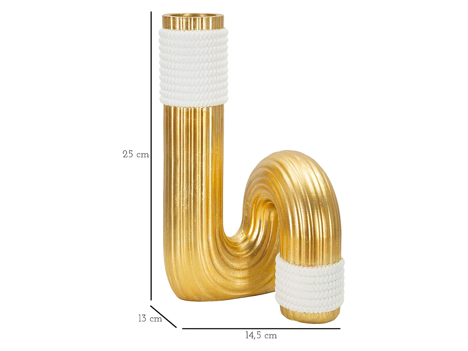Vase Iria, Couleur Structure or, Blanc,