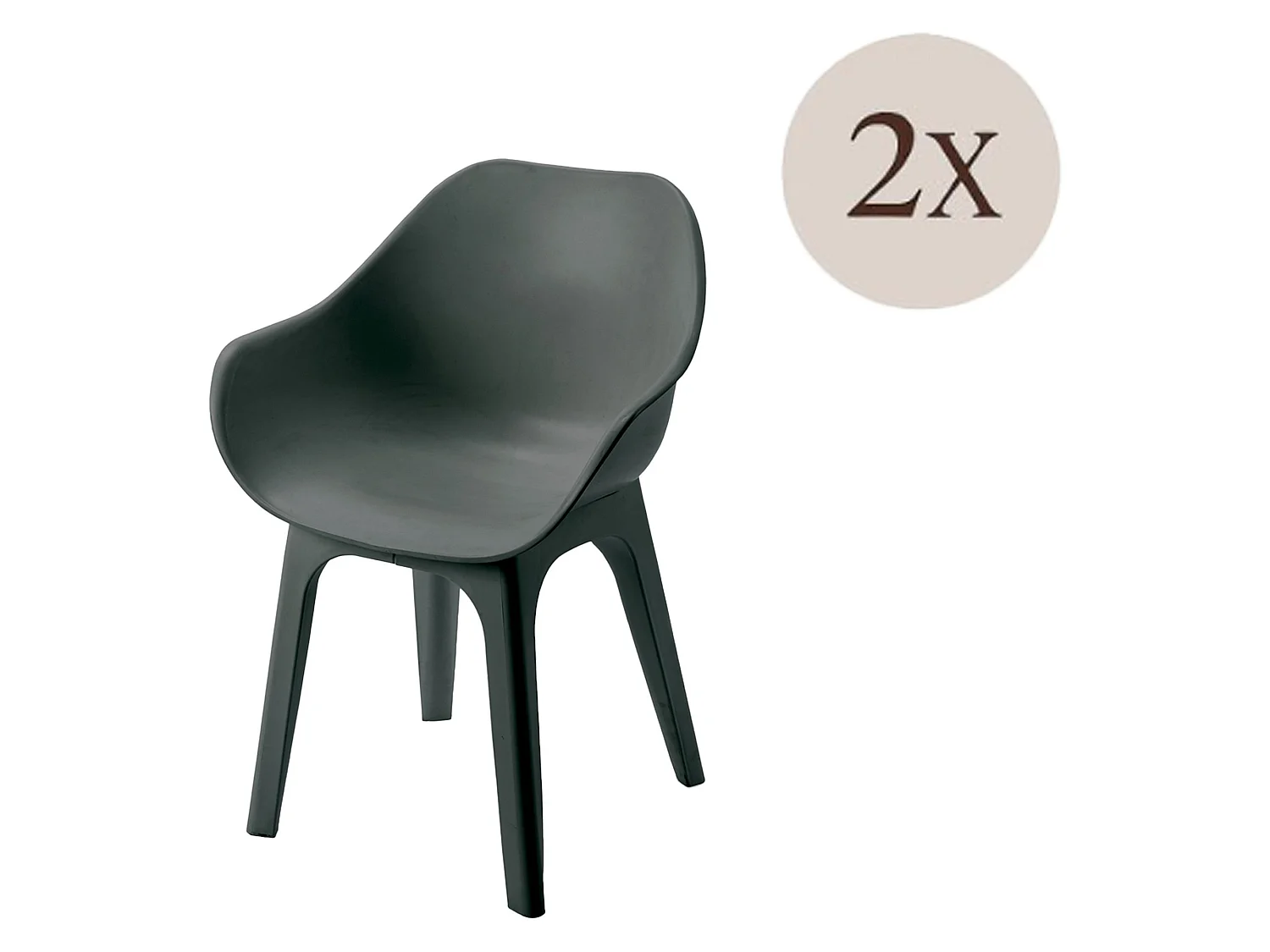 Sedia da Esterno Oakahalla, 2 Sedie Made in Italy, Nero Antracite, Finitura Liscia, Braccioli