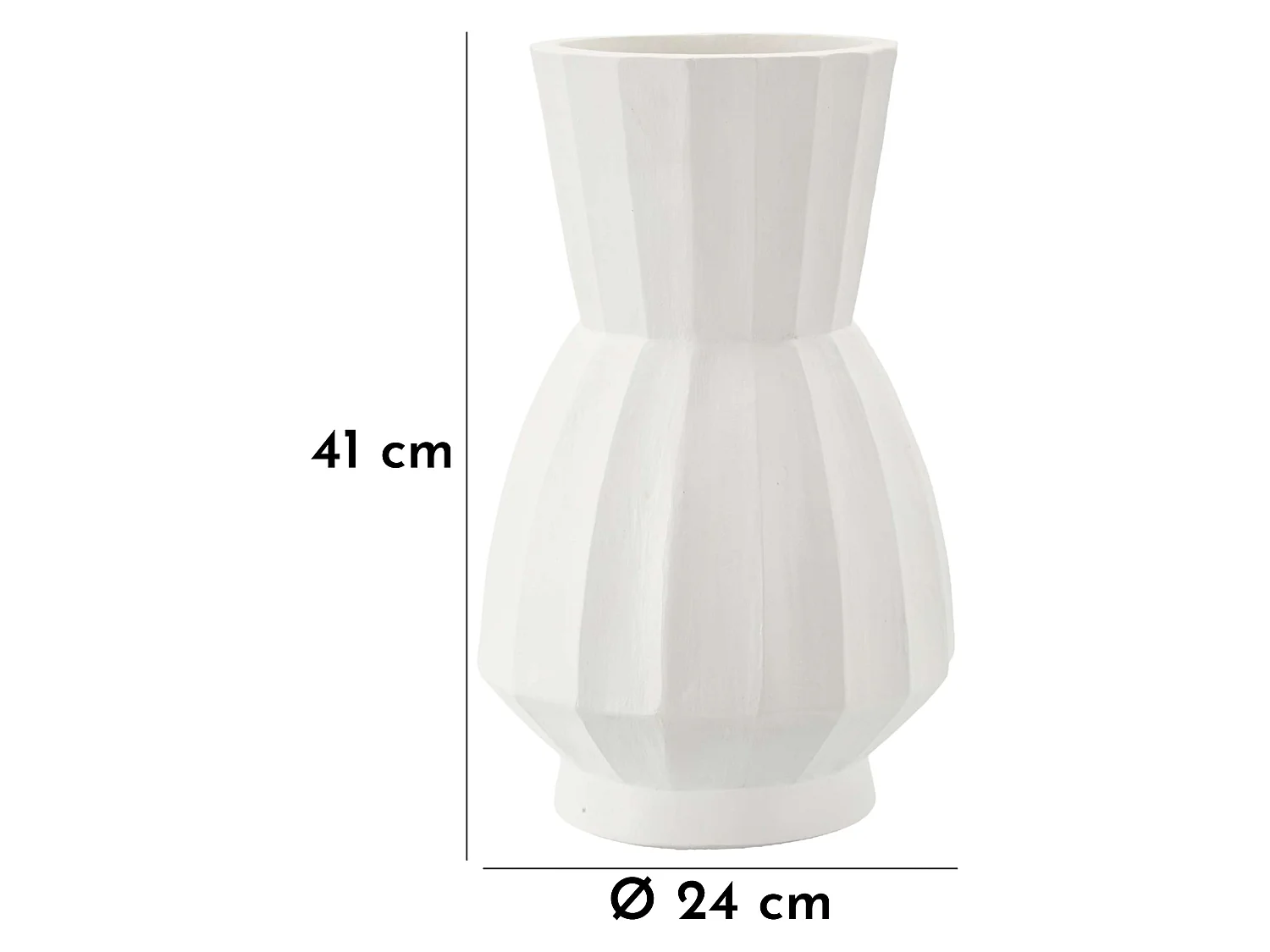 Vase Darehamo, Faconnage Strié, Blanc, Diamètre 16 cm