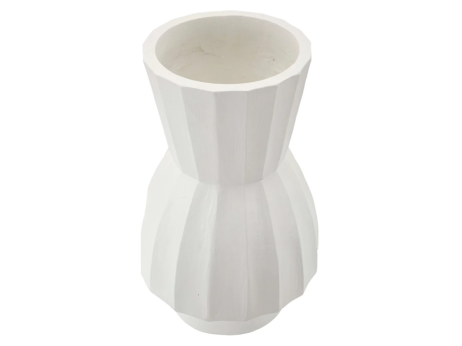Vase Darehamo, Faconnage Strié, Blanc, Diamètre 16 cm