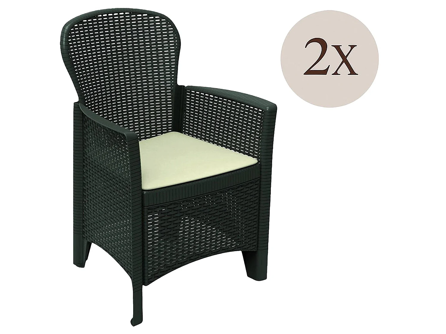 Amilton tuinstoel, 2 stoelen gemaakt in Italië, antracietgrijs, draagvermogen 120 kg, kunststof frame
