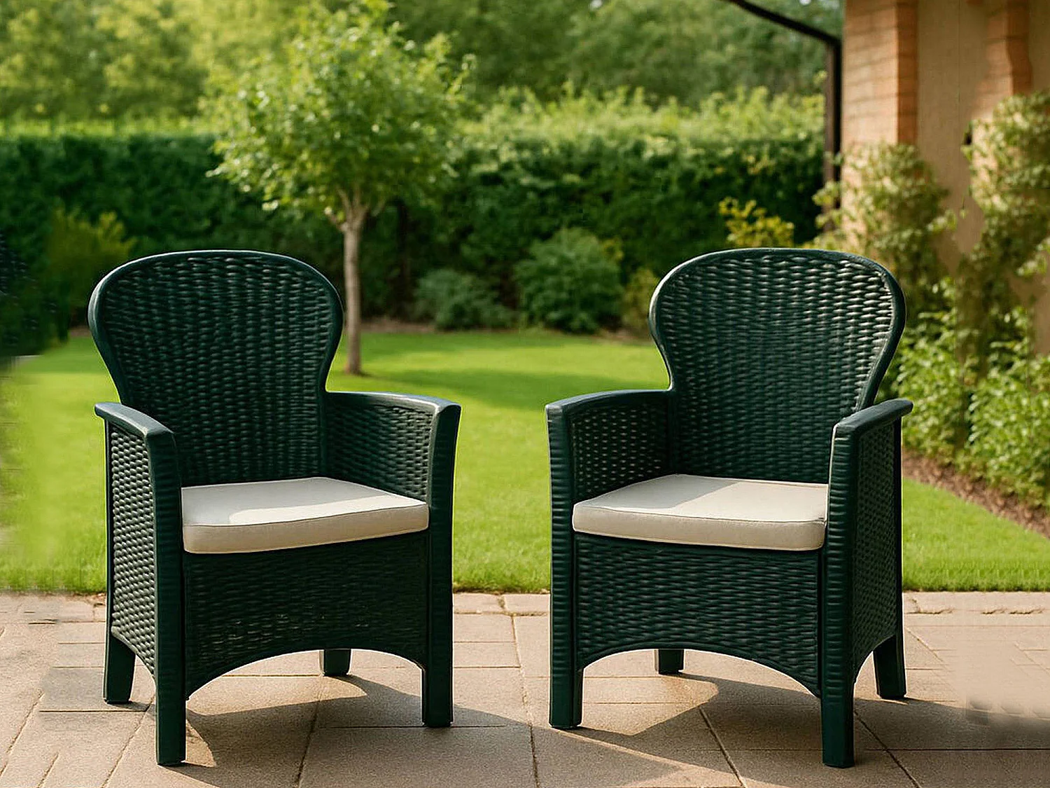 Amilton tuinstoel, 2 stoelen gemaakt in Italië, antracietgrijs, draagvermogen 120 kg, kunststof frame