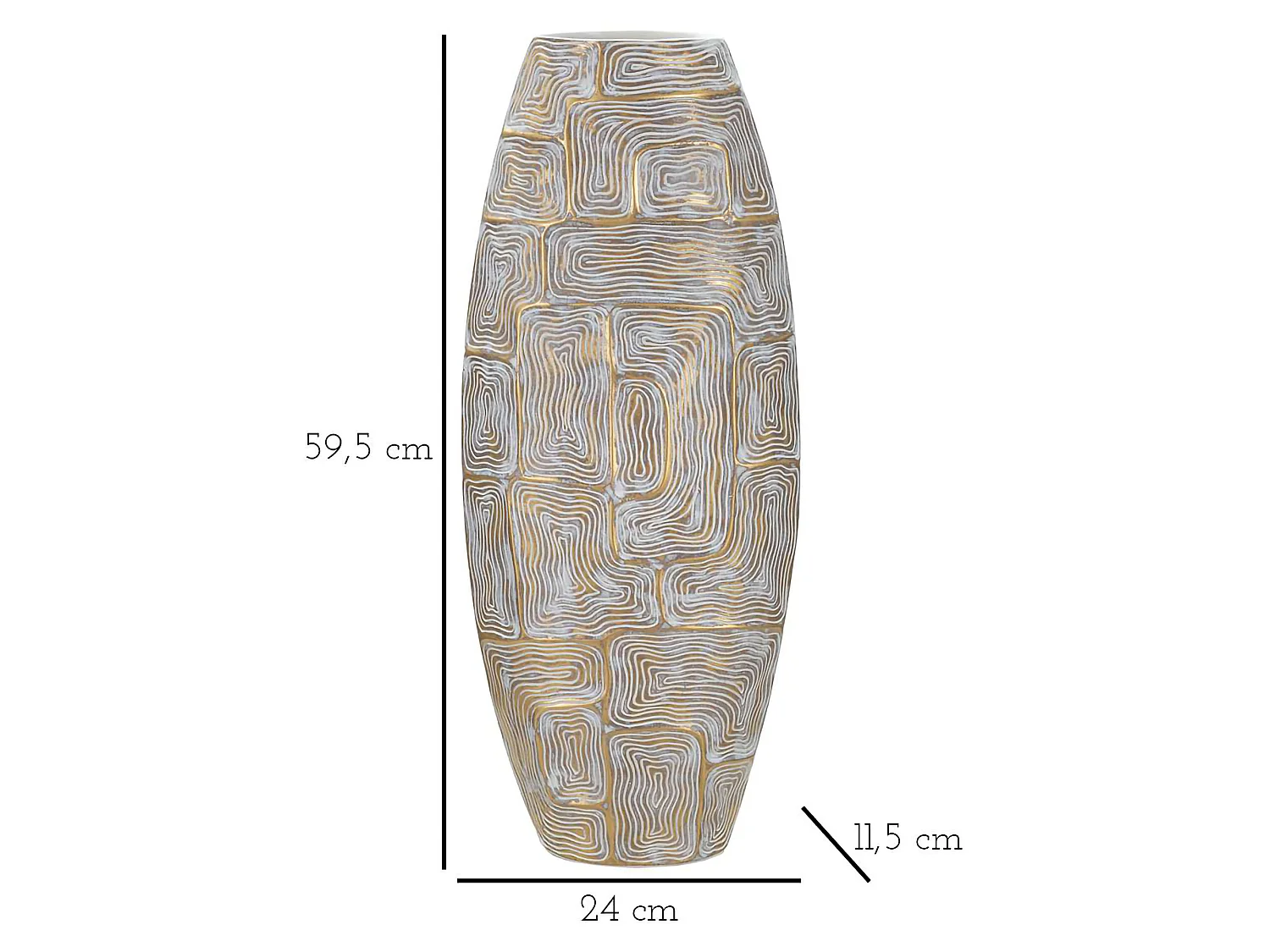 Vaso Bamorasi, Disegni con Linee Geometriche, oro, Colore Struttura Bianco