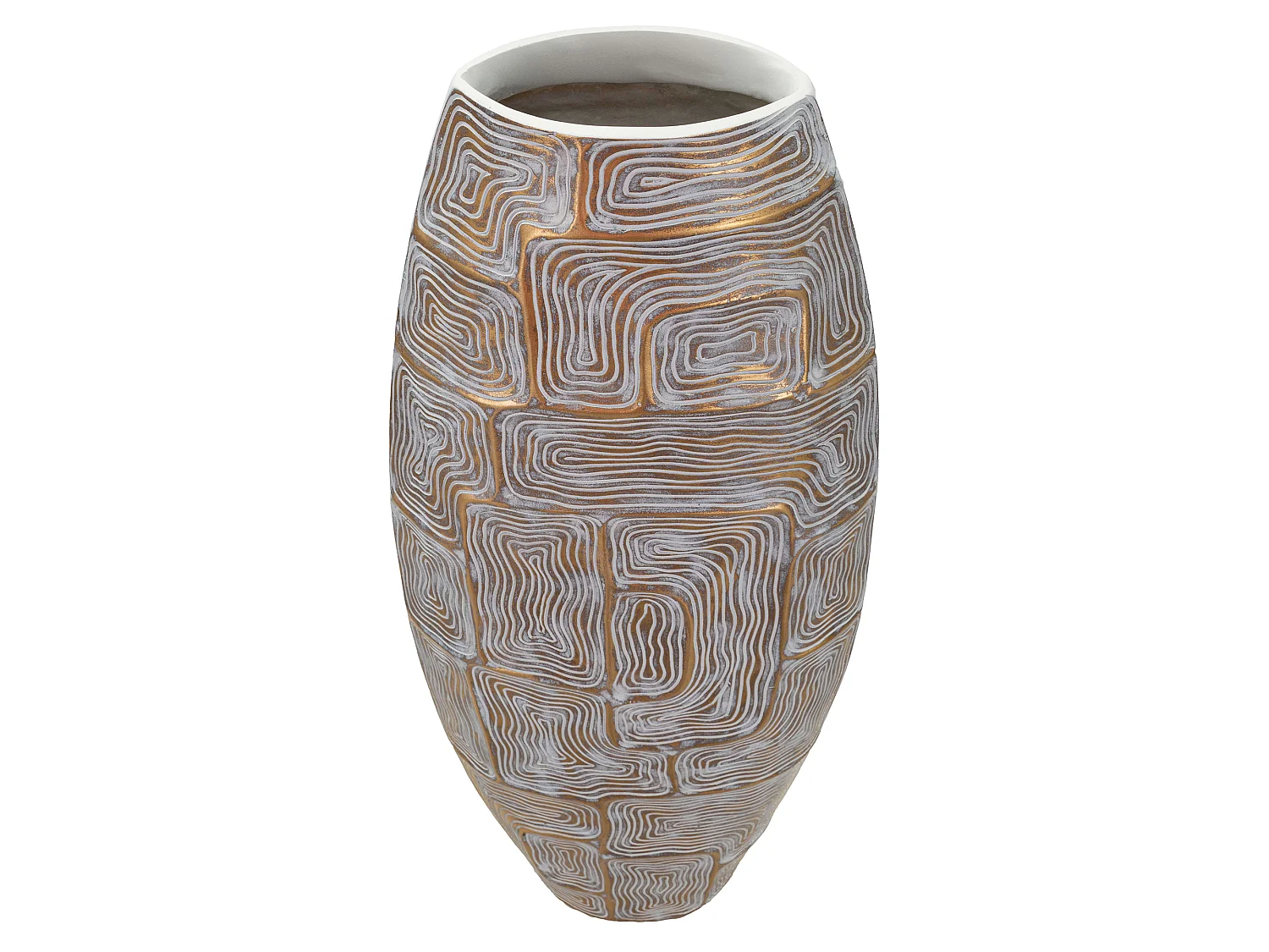 Vaso Bamorasi, Disegni con Linee Geometriche, oro, Colore Struttura Bianco