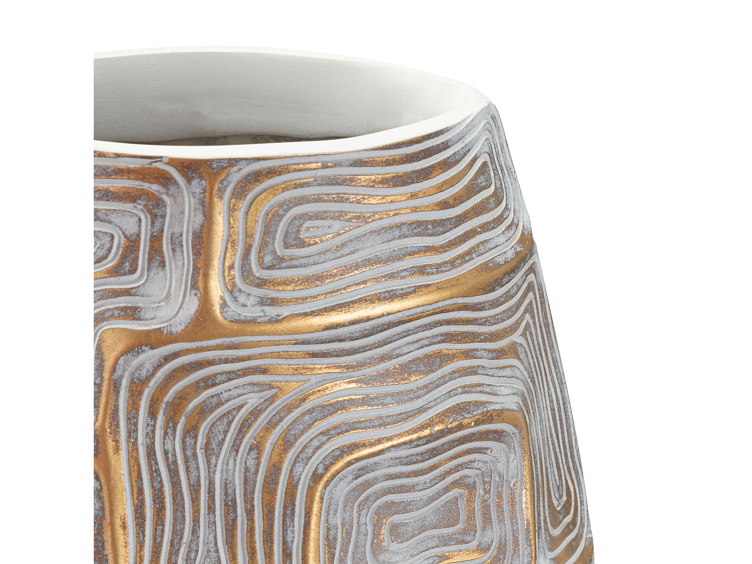 Vaso Bamorasi, Disegni con Linee Geometriche, oro, Colore Struttura Bianco