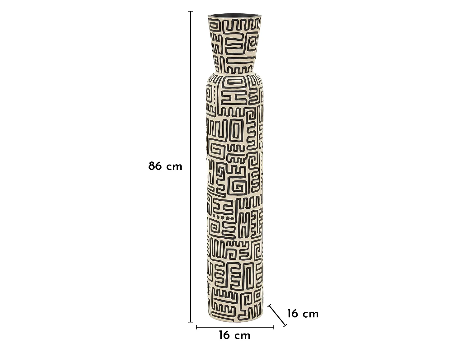 Vase Fanopa, Structure Noire, Blanc Crème, Diamètre 12,5 cm, Dégradé de Couleur Crème