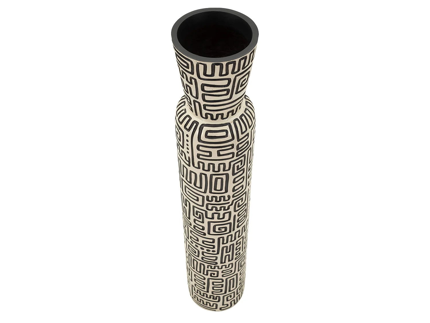 Vase Fanopa, Structure Noire, Blanc Crème, Diamètre 12,5 cm, Dégradé de Couleur Crème