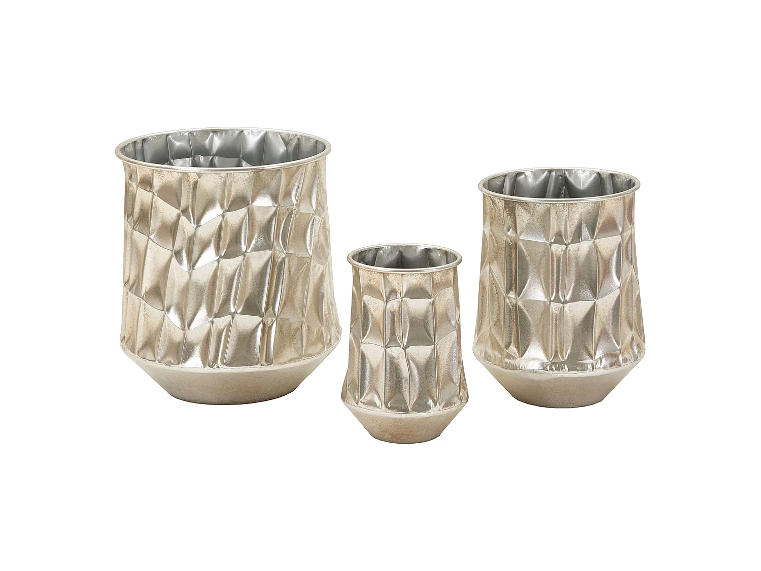 Vase Bapara, set de 3 vases, Argent,