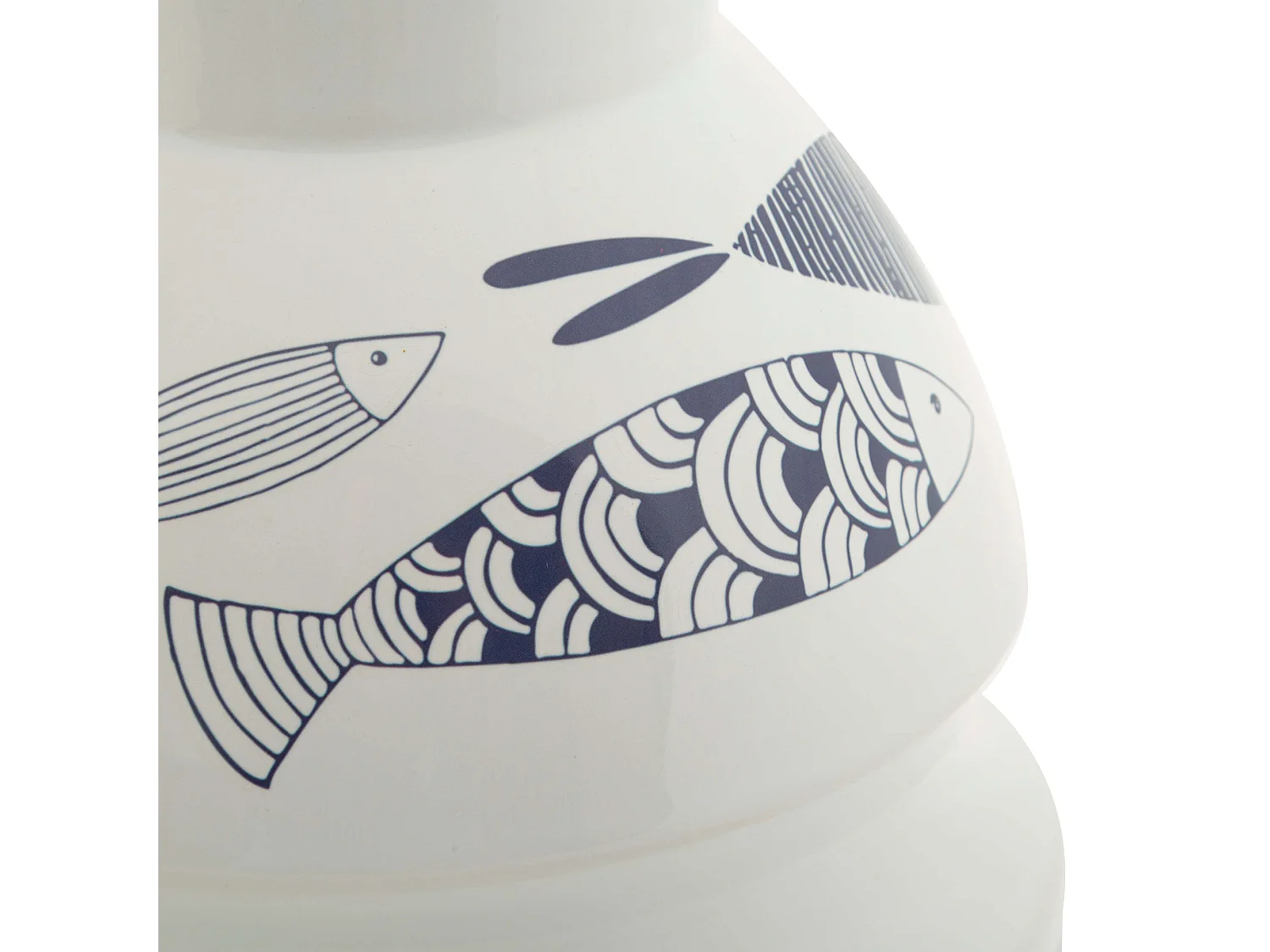Vaso Cosmo, Disegni con Pesci, Bianco, Colore Struttura blu, Diametro 7.5 cm