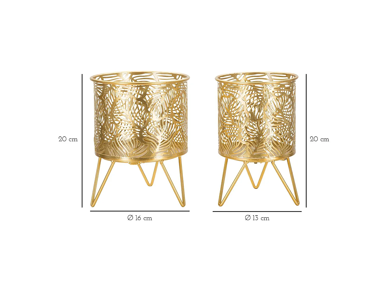 Vaso Aitut, set 2 Vasi, Portavasi Rimovibili, oro,