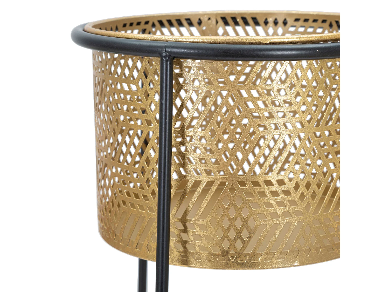 Vaso Copan, set 2 Vasi, Portavasi Rimovibili, oro, Colore Struttura Nero