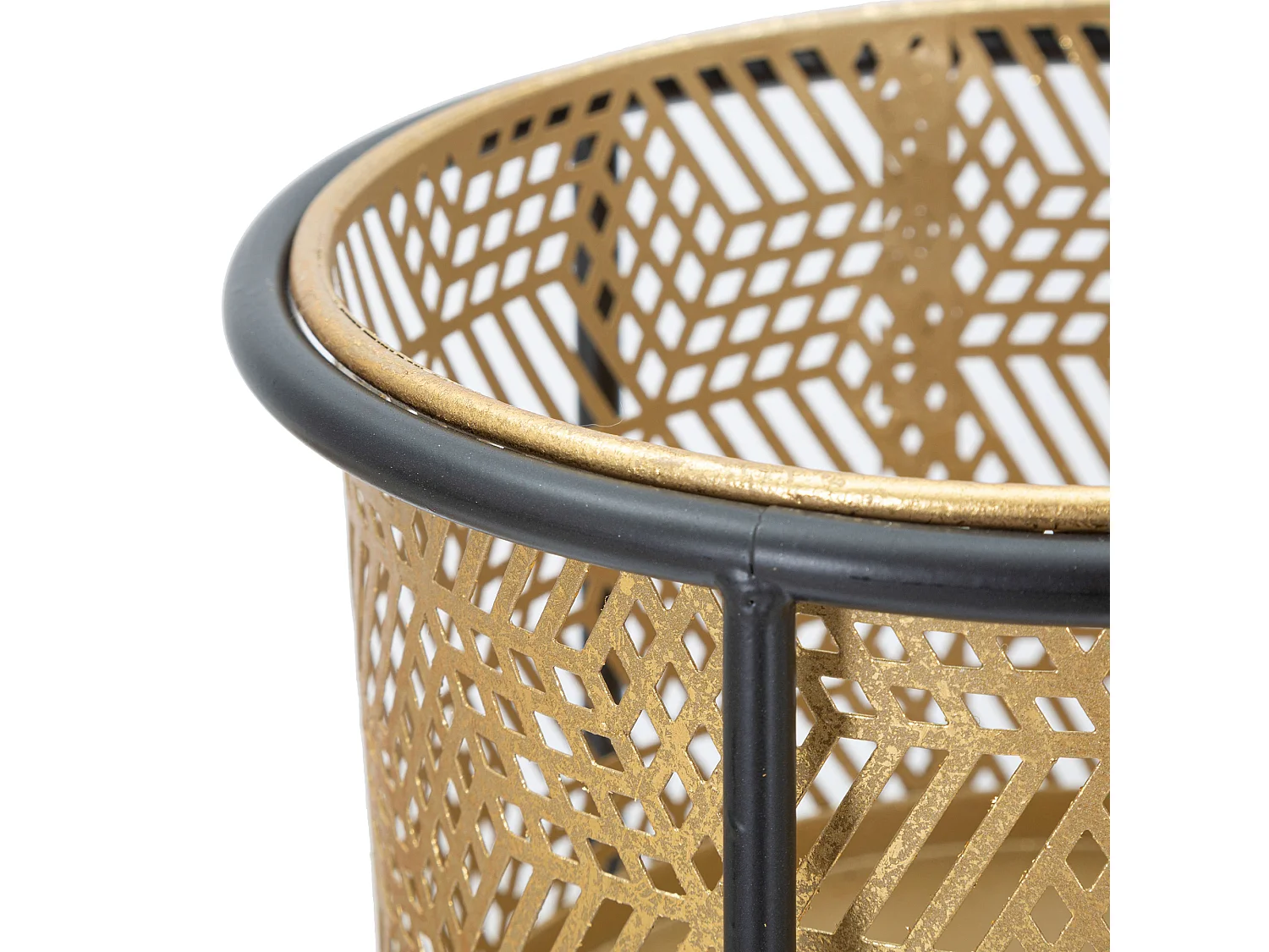 Vaso Copan, set 2 Vasi, Portavasi Rimovibili, oro, Colore Struttura Nero