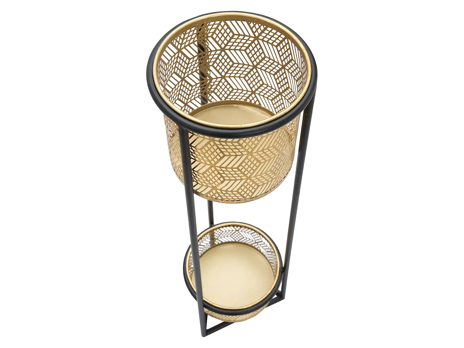 Vaso Holbox, set 2 Vasi, Portavasi Rimovibili, oro, Colore Struttura Nero, Diametro 21 cm