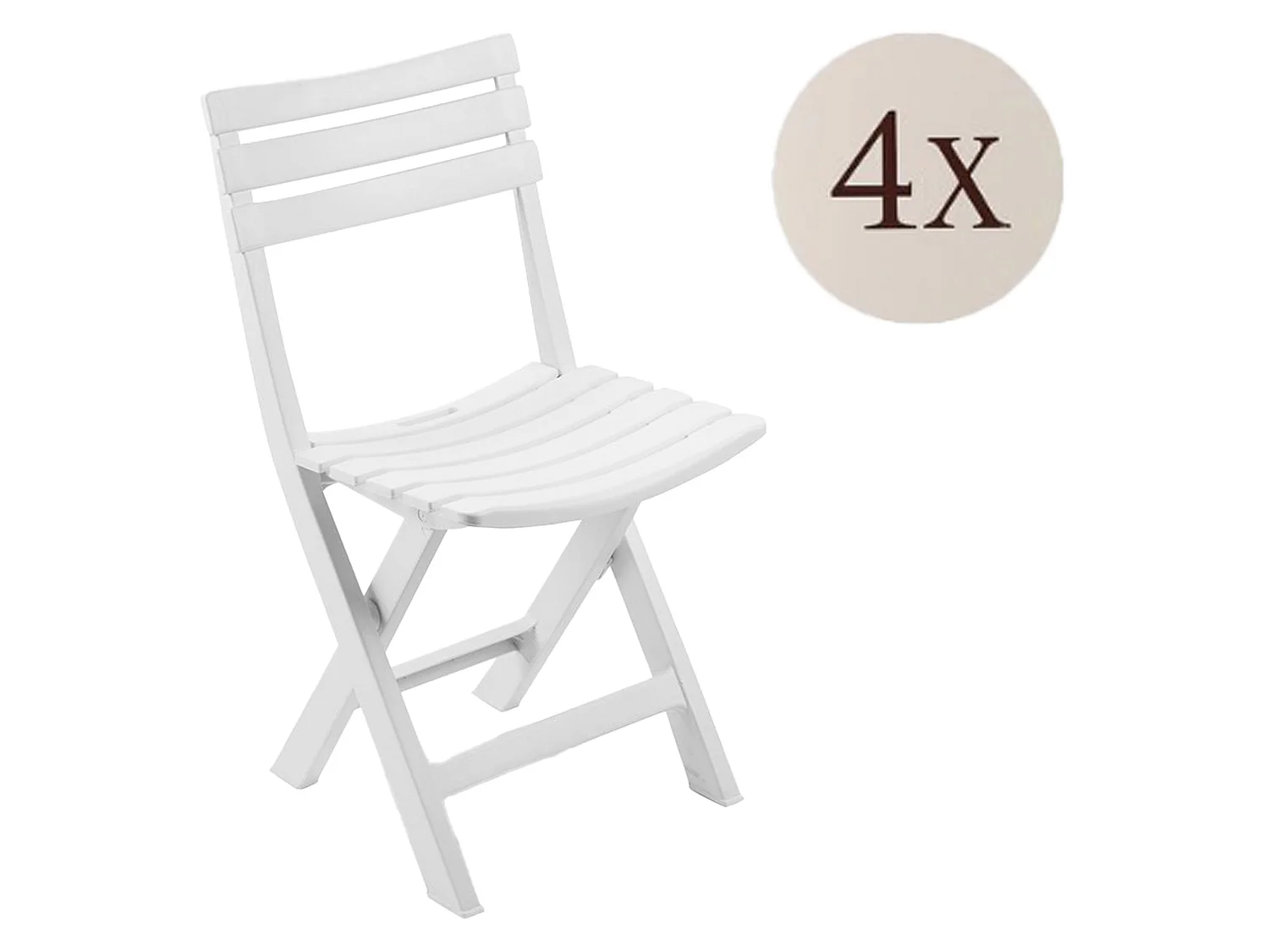 Sedia da Esterno Jennie, 4 Sedie Made in Italy, Bianco, Finitura a Doghe, Pieghevole
