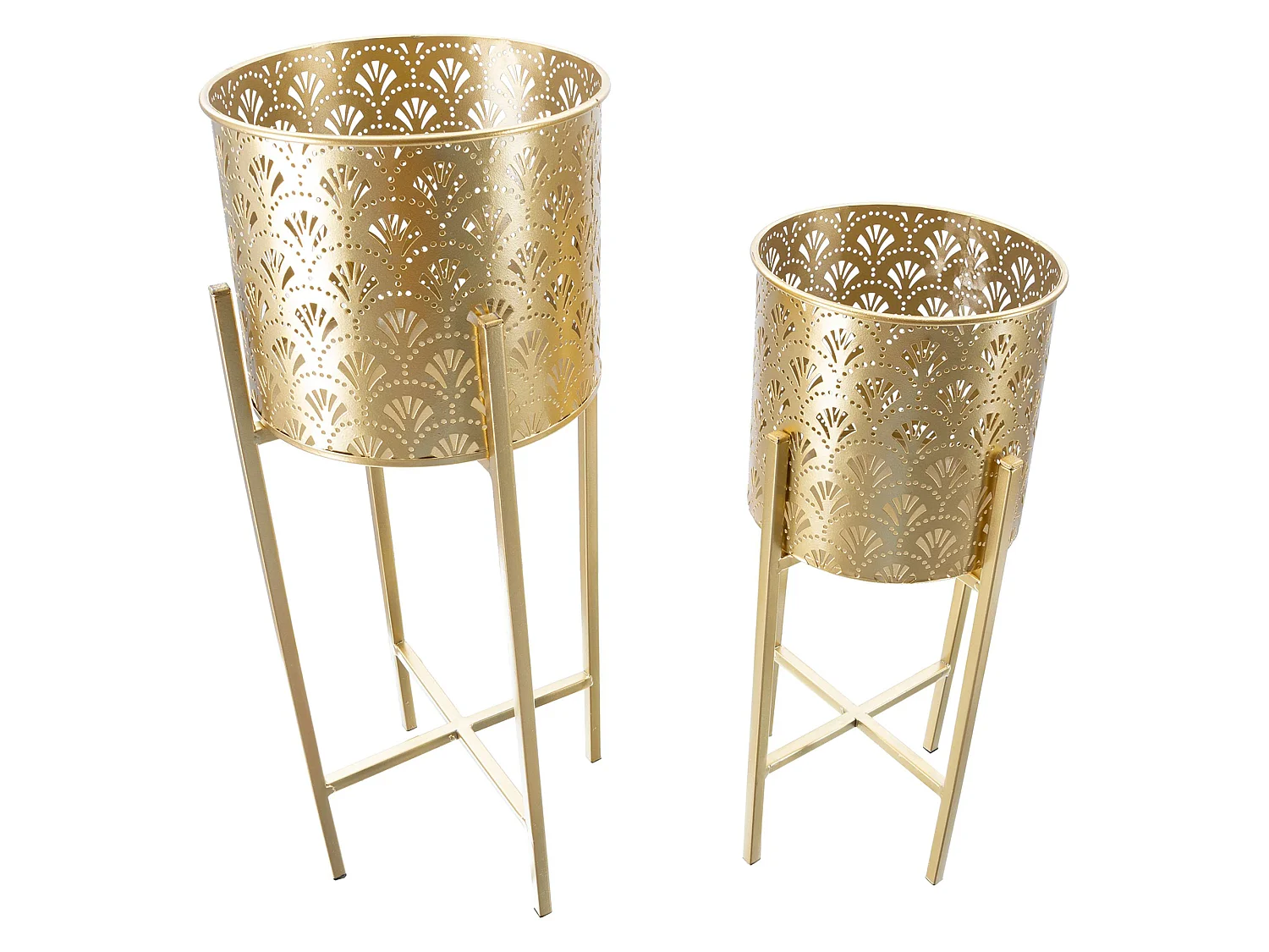 Vaso Isafjo, set 2 Vasi, Portavasi Rimovibili, oro, Diametro Vaso Grande: 20, Vaso Piccolo: 18 cm