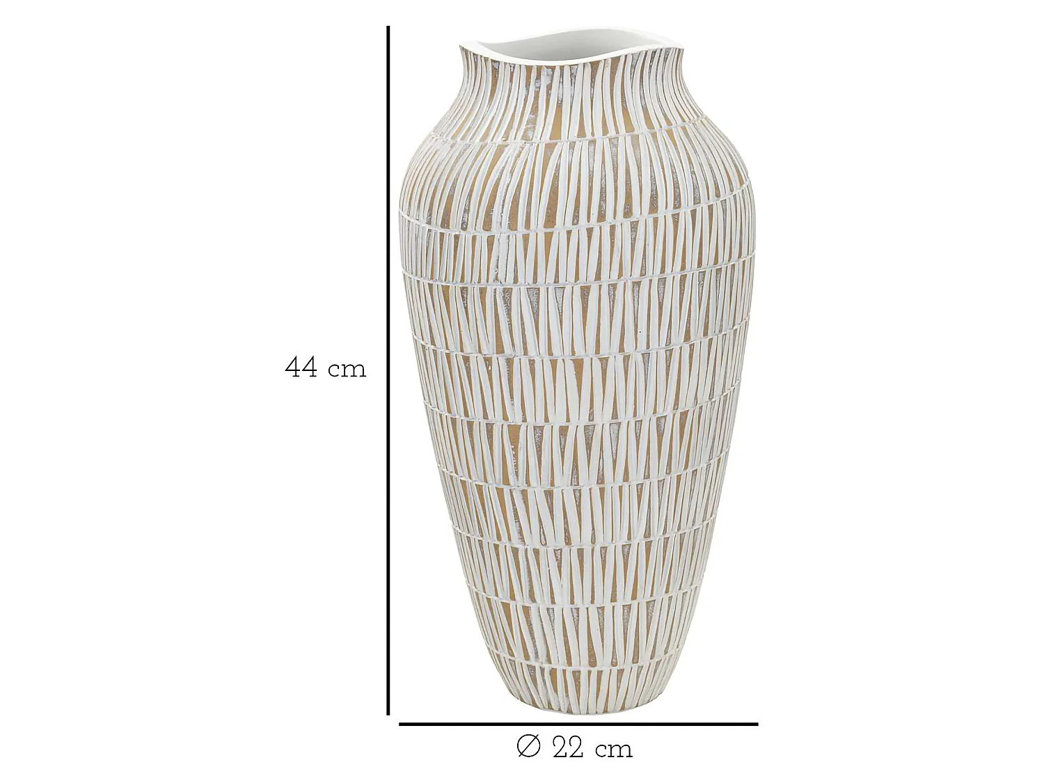 Vase Rugero, Couleur: Structure Beige, Blanc, Diamètre 12 cm