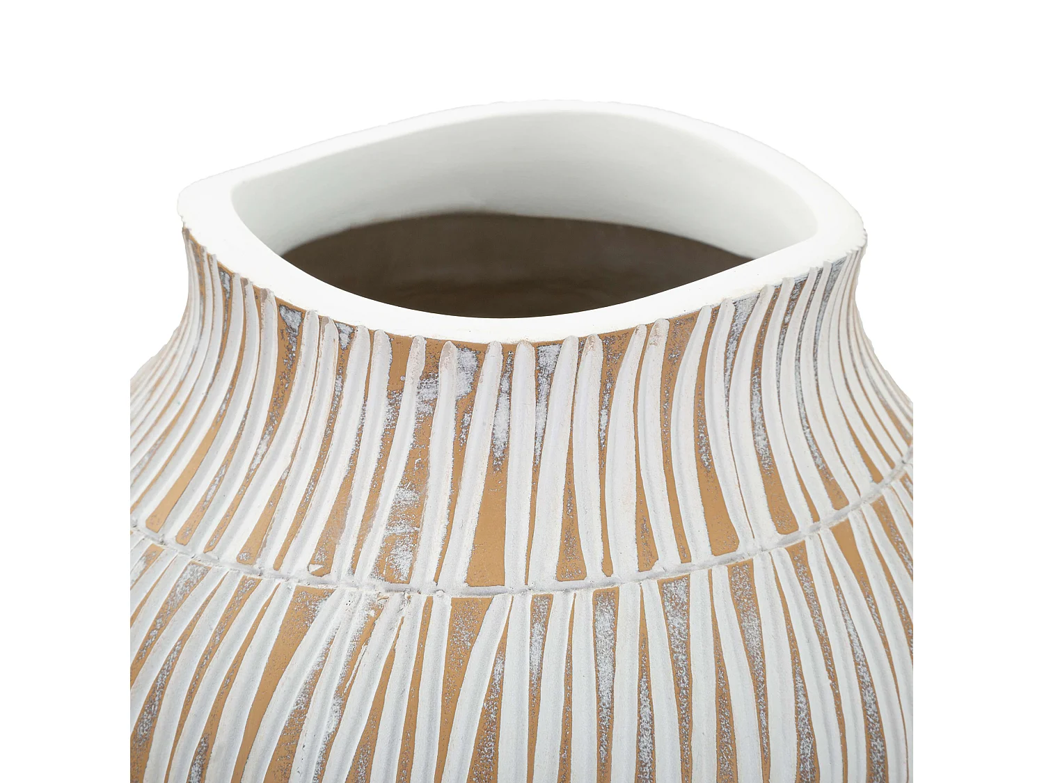 Vase Rugero, Couleur: Structure Beige, Blanc, Diamètre 12 cm